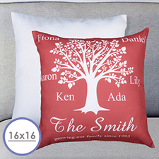 Burgundy Family Tree Personalized Pillow Cushion Cover 16