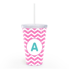 Pink Chevron Personalized Insulated Tumbler