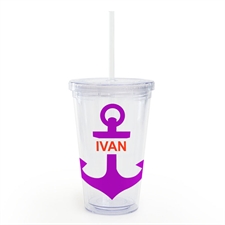 Plum Anchor Personalized Acrylic Double Wall Tumbler