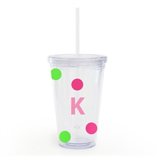 Create Your Own Pink Lime Dots Acrylic Double Wall Tumbler