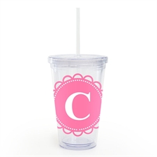 Pink Lace Personalized Acrylic Double Wall Tumbler