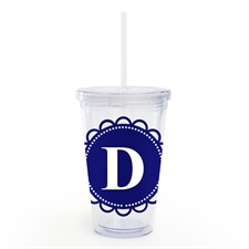 Navy Lace Personalized Acrylic Double Wall Tumbler