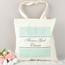 Teal Polka Dot Flower Girl Personalized Cotton Tote
