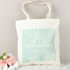 Sea Horse Flower Girl Personalized Cotton Tote