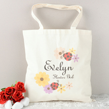 Ladybugs Flower Girl Personalized Cotton Tote