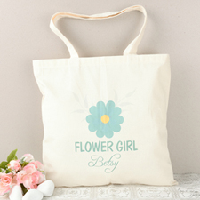 Blue Daisy Flower Girl Personalized Cotton Tote