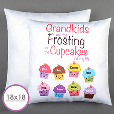 Eight Cupcakes Personalized Large Cushion 18