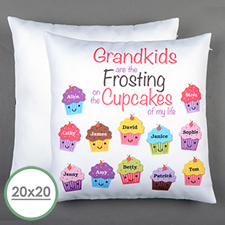 Twelve Cupcakes Personalized Large Pillow Cushion Cover 20