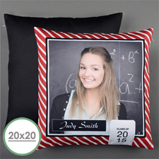 Red Stripe Class Of 2017 Personalized Large Pillow Cushion Cover 20