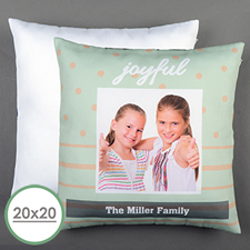 Aqua Dot Stripe Personalized Large Pillow Cushion Cover 20