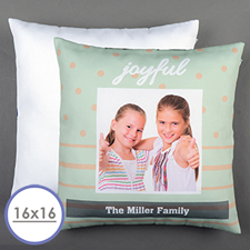 Aqua Dot Stripe Personalized Pillow Cushion Cover 16