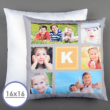 16 X 16 Grey Six Collage Personalized Pillow  Cushion (No Insert) 