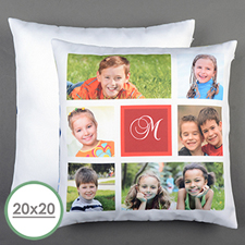 White Collage Personalized Large Pillow Cushion Cover 20