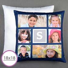 Navy Six Collage Personalized Large Cushion 18