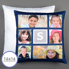 Navy Six Collage Personalized Pillow Cushion Cover 16