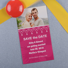 Create And Print Fuchsia Luster Photo Save The Date Magnet 2x3.5 Card Size