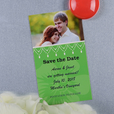 Create And Print Green Luster Photo Save The Date Magnet 2x3.5 Card Size
