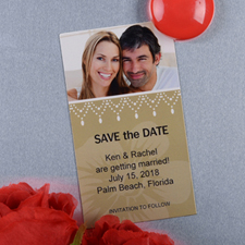 Create And Print Tan Luster Photo Save The Date Magnet 2x3.5 Card Size
