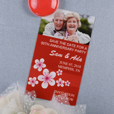 Create And Print Red Flourish Personalized Photo Magnet 2x3.5 Card Size