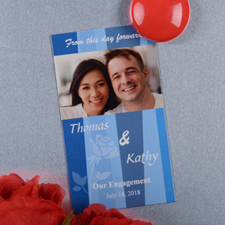 Create And Print Blue Stripe Personalized Save The Date Magnet 2x3.5 Card Size