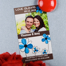 Create And Print Brown And Blue Floret Personalized Photo Magnet 2x3.5 Card Size