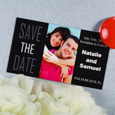 Create And Print Black Big Day Personalized Save The Date Magnet 2x3.5 Card Size