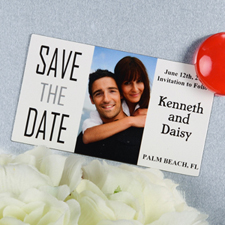Create And Print White Big Day Personalized Save The Date Magnet 2x3.5 Card Size