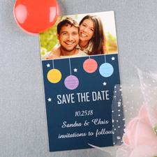 Create And Print Navy Colorful Lantern Personalized Save The Date Magnet 2x3.5 Card Size