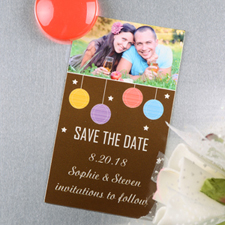 Create And Print Brown Colorful Lantern Personalized Save The Date Magnet 2x3.5 Card Size