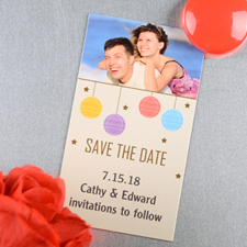 Create And Print Cream Colorful Lantern Personalized Save The Date Magnet 2x3.5 Card Size