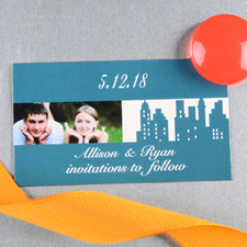 Create And Print Blue New York City Personalized Photo Wedding Magnet 2x3.5 Card Size