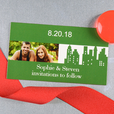 Create And Print Green New York City Personalized Photo Wedding Magnet 2x3.5 Card Size