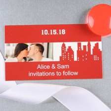 Create And Print Red New York City Personalized Photo Wedding Magnet 2x3.5 Card Size