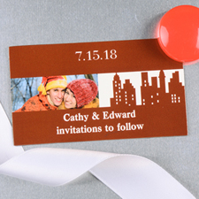 Create And Print Brown New York City Personalized Photo Wedding Magnet 2x3.5 Card Size