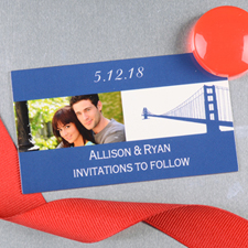 Create And Print Blue San Francisco Personalized Wedding Photo Magnet 2x3.5 Card Size