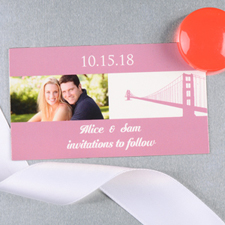 Create And Print Pink San Francisco Personalized Wedding Photo Magnet 2x3.5 Card Size