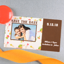 Create And Print Brown Daisy Personalized Save The Date Magnet 2x3.5 Card Size
