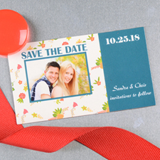 Create And Print Blue Daisy Personalized Save The Date Magnet 2x3.5 Card Size