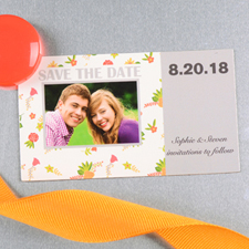 Create And Print Grey Daisy Personalized Save The Date Magnet 2x3.5 Card Size