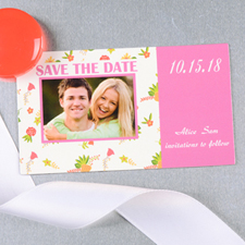 Create And Print Pink Daisy Personalized Save The Date Magnet 2x3.5 Card Size
