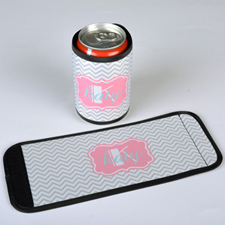 Grey Pink Chevron Personalized Can And Bottle Wrap