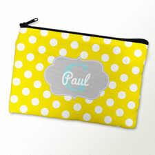 Yellow Polka Dot Personalized Cosmetic Bag