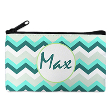 Turquoise Grey Chevron Personalized Cosmetic Bag