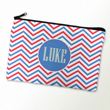Navy Red Chevron Personalized Cosmetic Bag