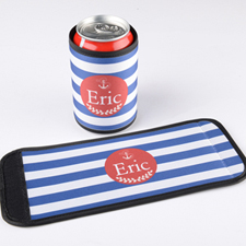 Blue Stripe Personalized Can And Bottle Wrap