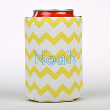Lemon Chevron Embroidery Personalized Can Cooler
