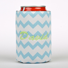 Baby Blue Chevron Embroidery Personalized Can Cooler