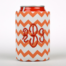 Orange Chevron Embroidery Personalized Can Cooler