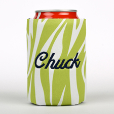 Lime Zebra Embroidery Personalized Can Cooler