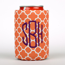 Orange Clover Embroidery Personalized Can Cooler
